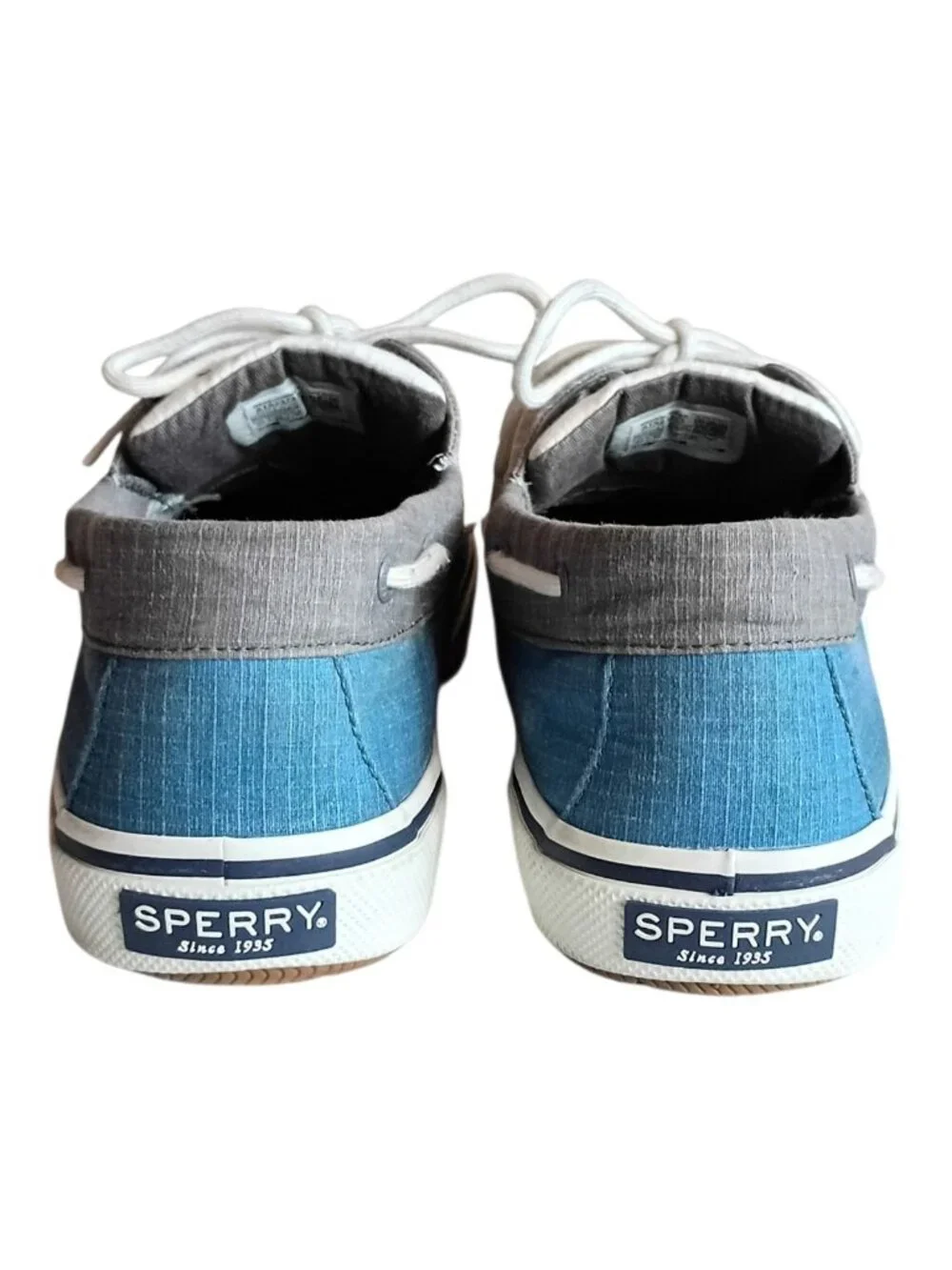 SPERRY Men's Halyard 2 Eye RipStop Blue Gray Casual Boat Shoes Sz 10.5